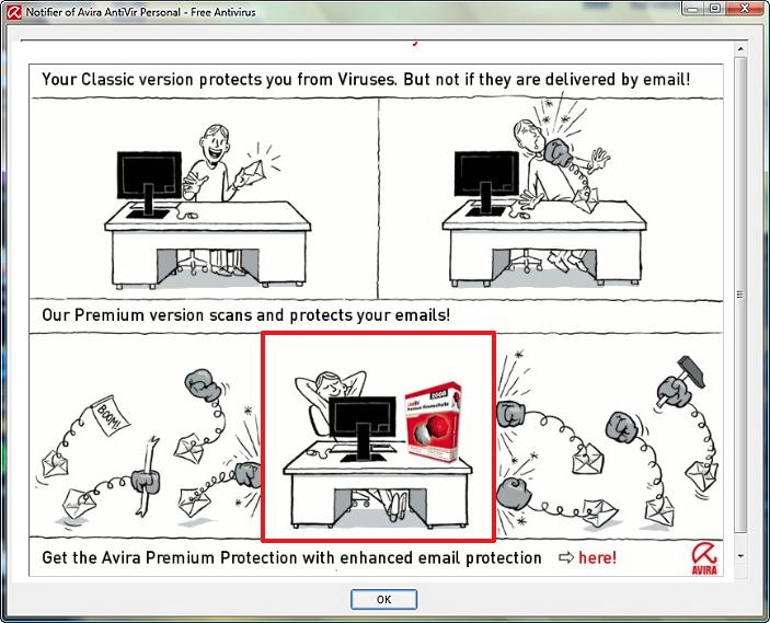 рекламное окно при обновлении avira